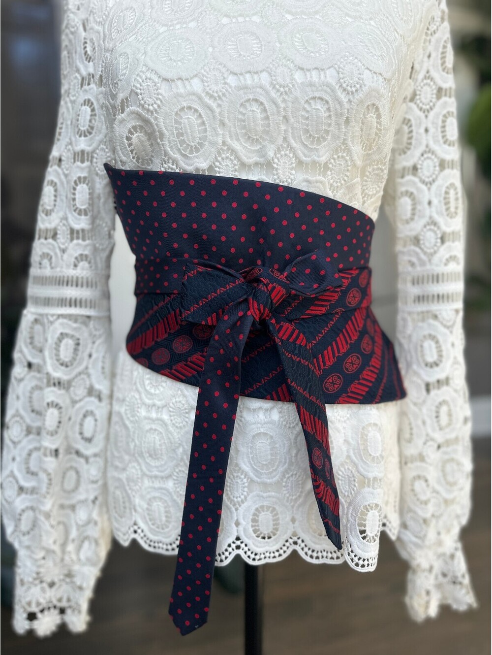 Upcycled Vintage Corset Style Obi Tie Waist Belt | OOAK | OS